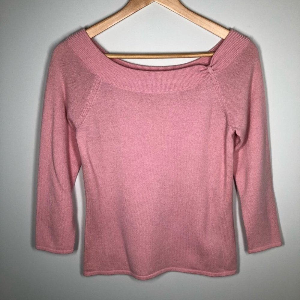 Caslon Pink 100% Cashmere 3/4 Sleeve Sweater Size‎ Small
